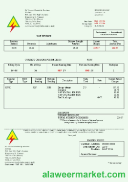 Saint Vincent and the Grenadines St. Vincent Electricity Services Limited busienss utility bill Word and PDF template